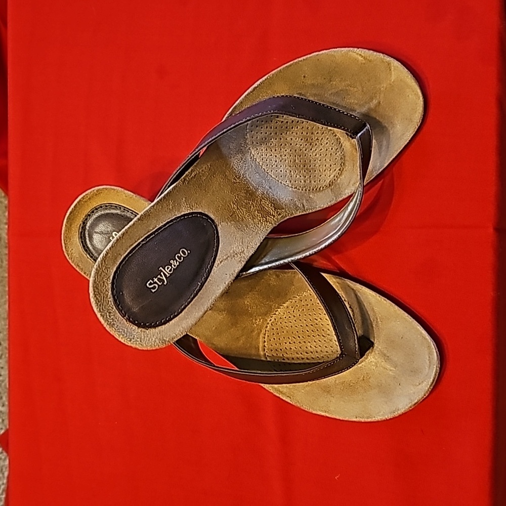 Size 9.5 Style & Co Brown Wedge Sandals